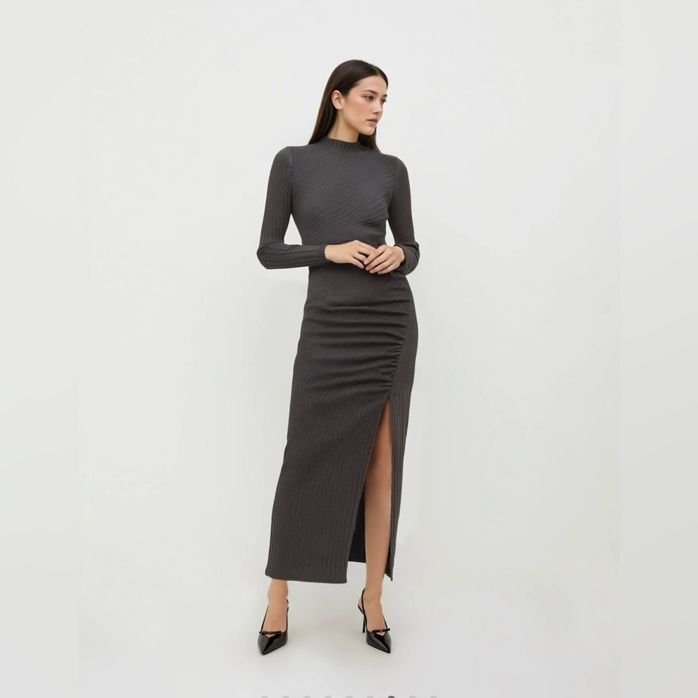 Cider Charcoal Long Sleeve Maxi Dress